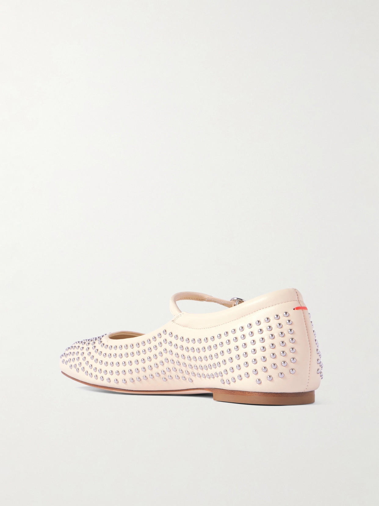 Aeyde Uma Studded Leather Mary Jane Ballet Flats In Neutral