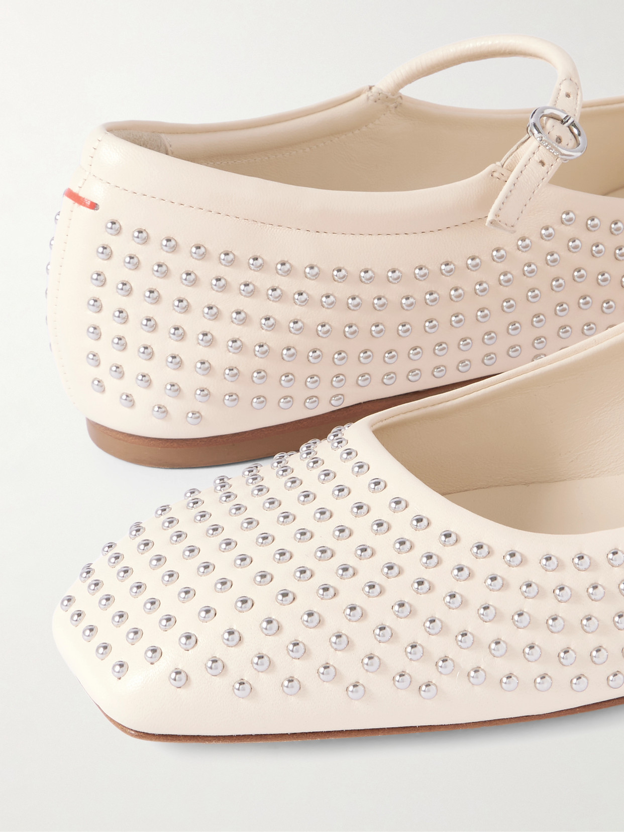 Aeyde Uma Studded Leather Mary Jane Ballet Flats In Neutral