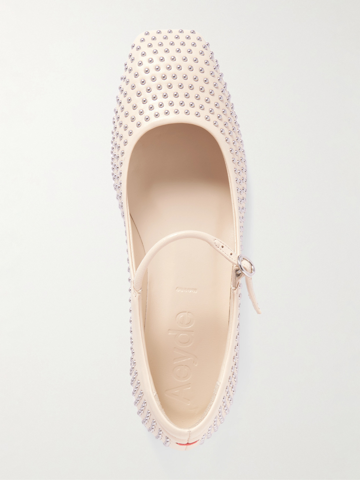 Aeyde Uma Studded Leather Mary Jane Ballet Flats In Neutral