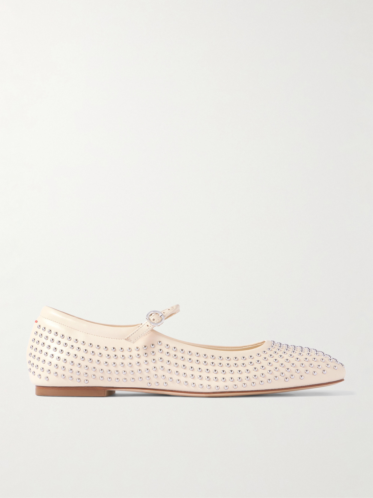 Aeyde Uma Studded Leather Mary Jane Ballet Flats In Neutral