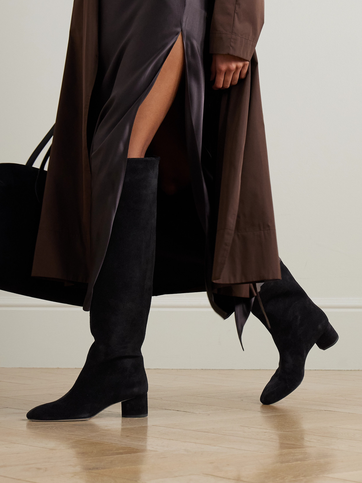 Aeyde Willa Suede Over-the-knee Boots In Black