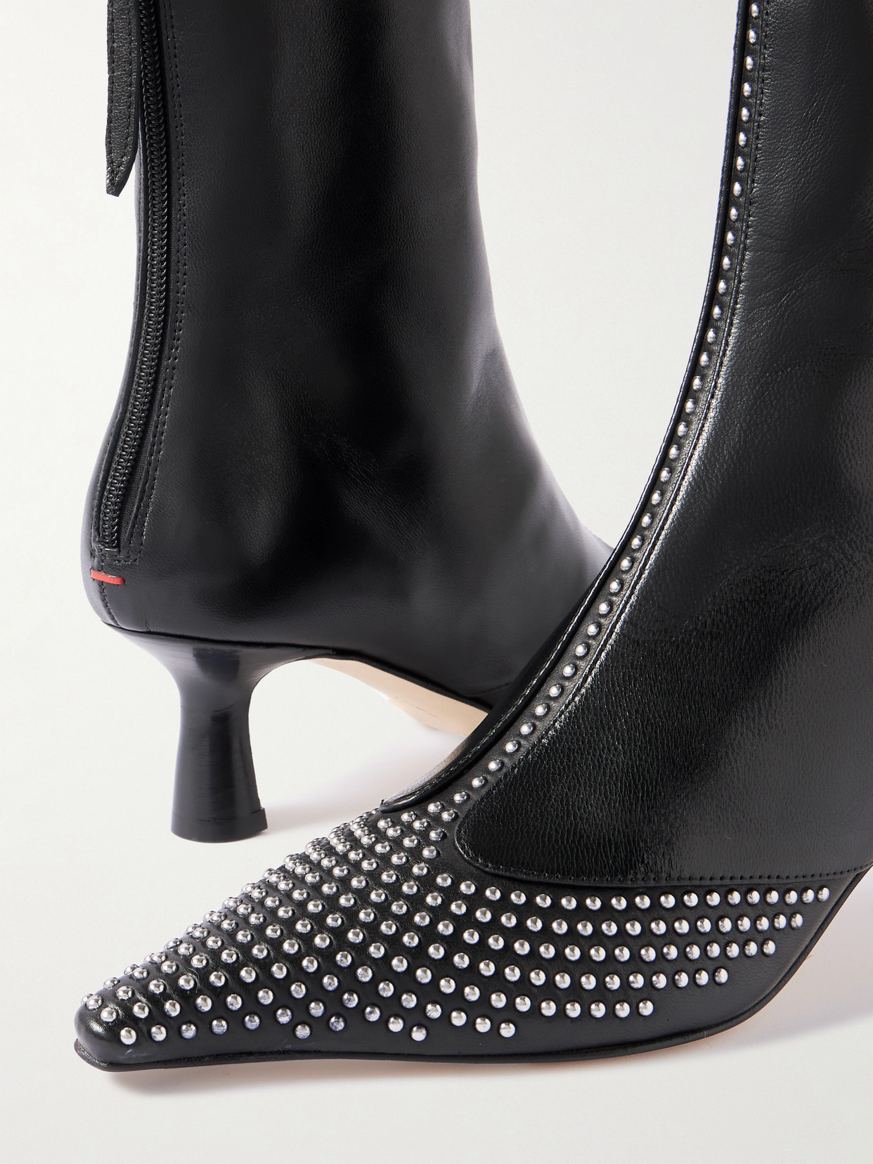 Aeyde Black Sila Mini Stud Leather Boots In Black