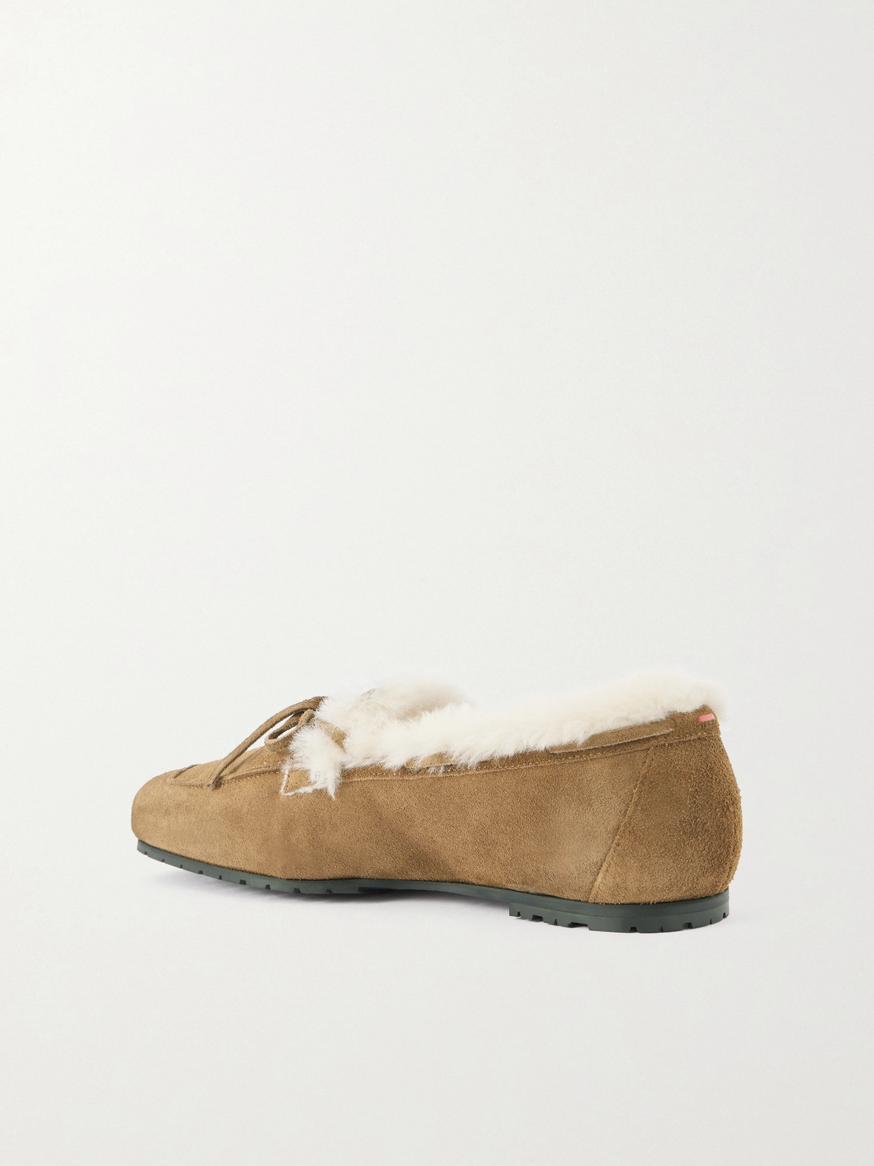 Aeyde Jasper Bow-detailed Shearling-lined Suede Loafers In Brown
