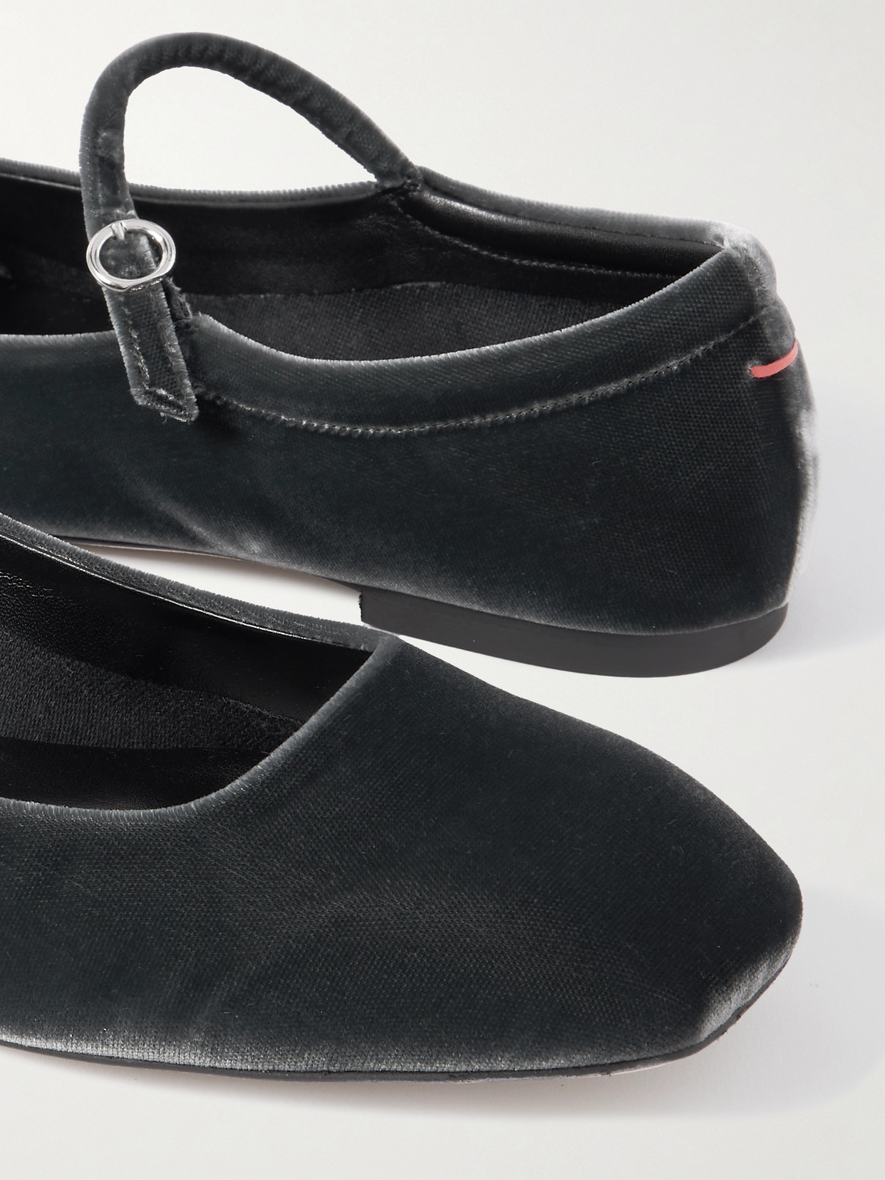 Aeyde Uma Velvet Mary Jane Ballet Flats In Black