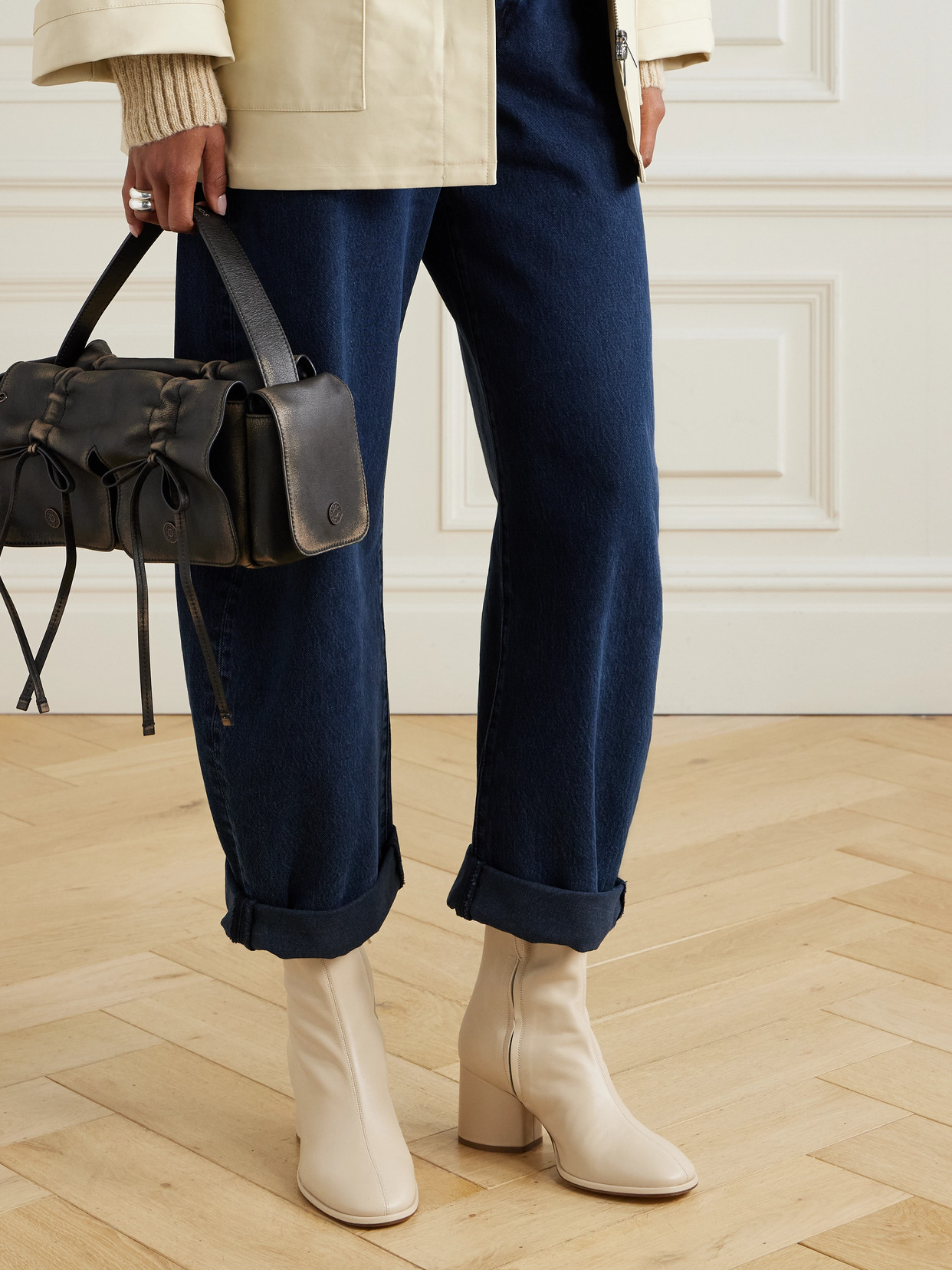 Aeyde Ayla Leather Ankle Boots In Neutral