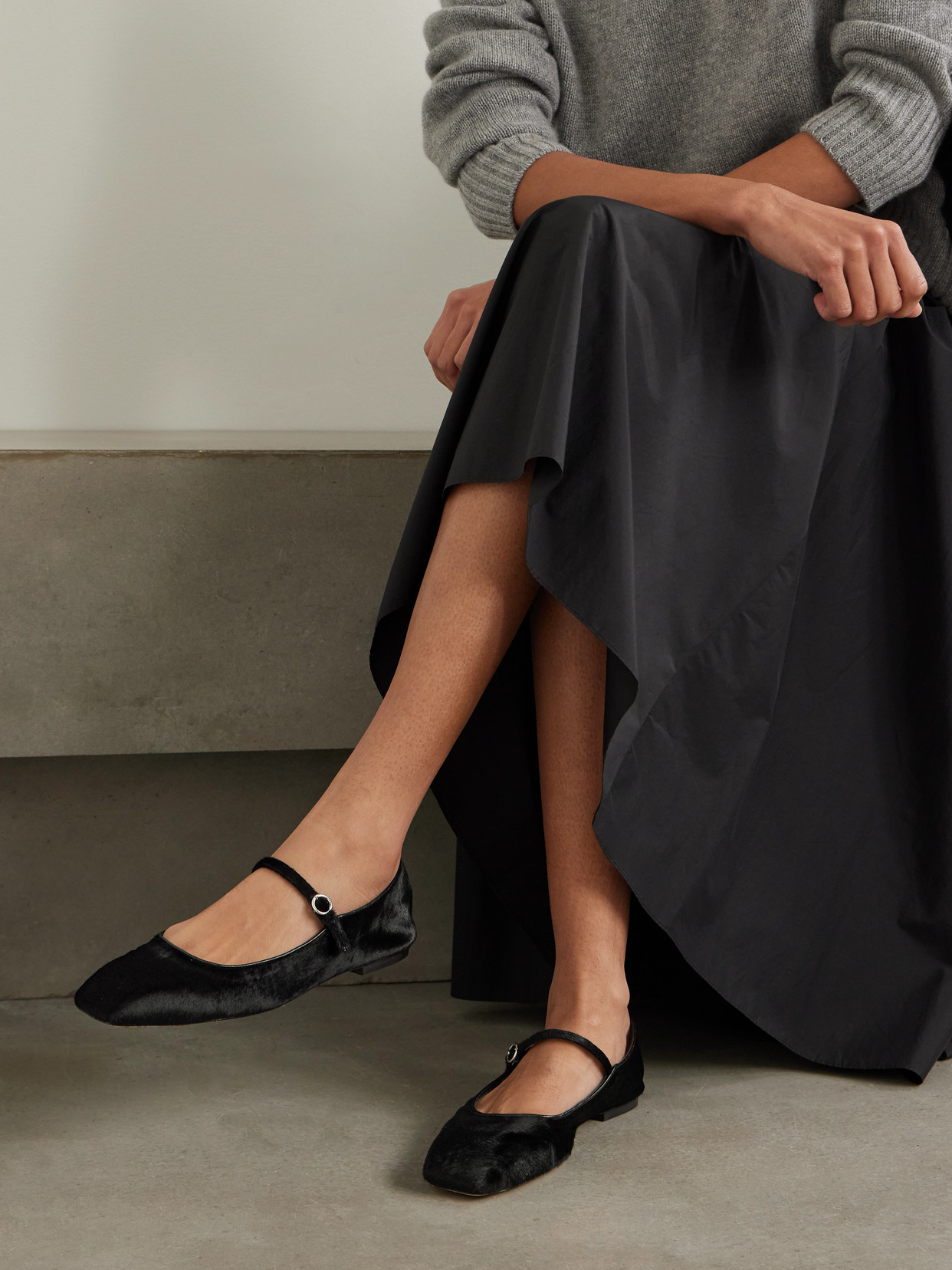 Uma Calf Hair Mary Jane Ballet Flats