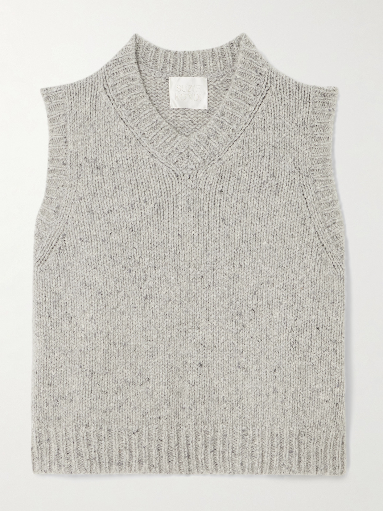 Suzie Kondi Nico Cropped Cashmere Sweater Vest In Gray