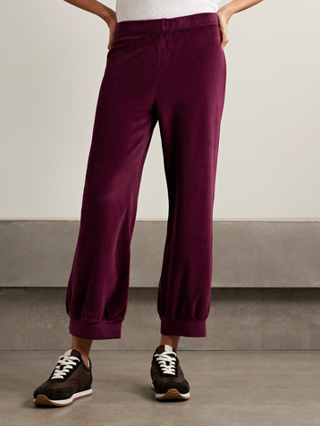 Suzie Kondi Tosk cropped cotton-blend velour track pants