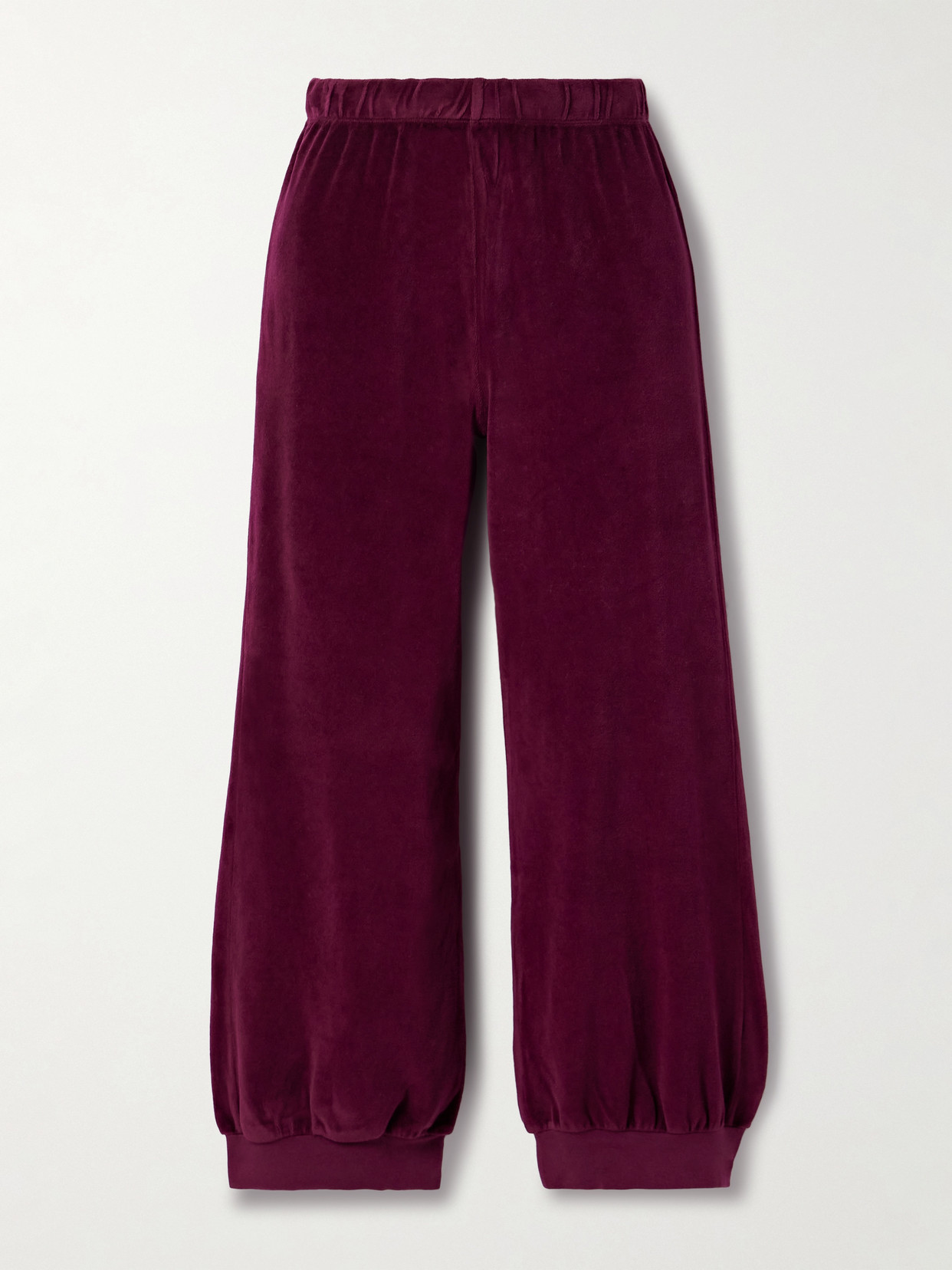 Suzie Kondi Tosk Cropped Cotton-blend Velour Track Pants In Burgundy
