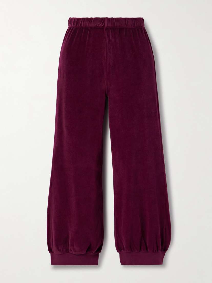 Suzie Kondi Tosk Cropped Cotton-blend Velour Track Pants