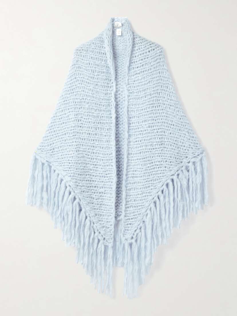 Suzie Kondi Zoofka Fringed Ribbed Cashmere Shawl