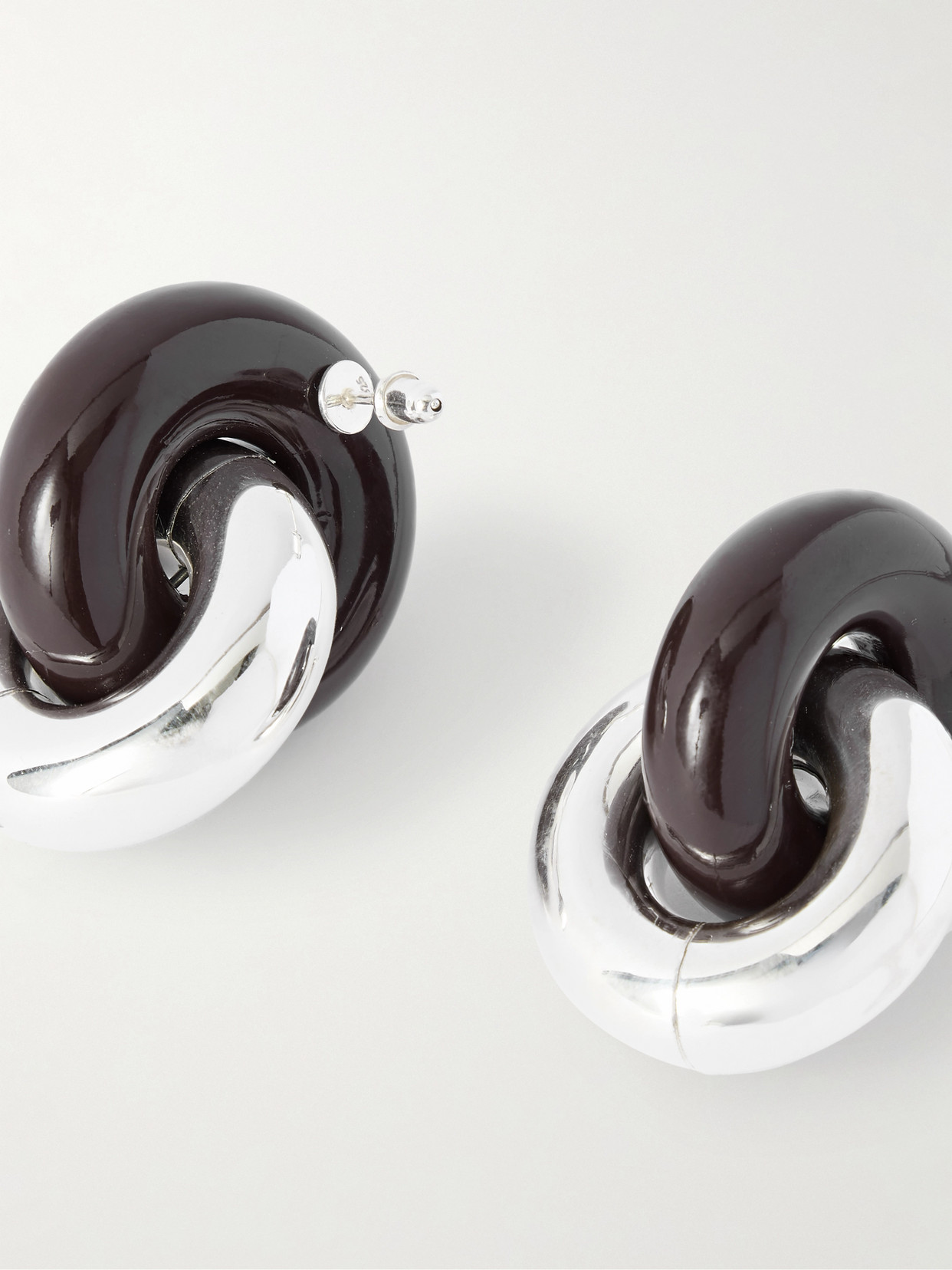 Uncommon Matters Cumulus Silver, Wood And Lacquer Earrings In Black
