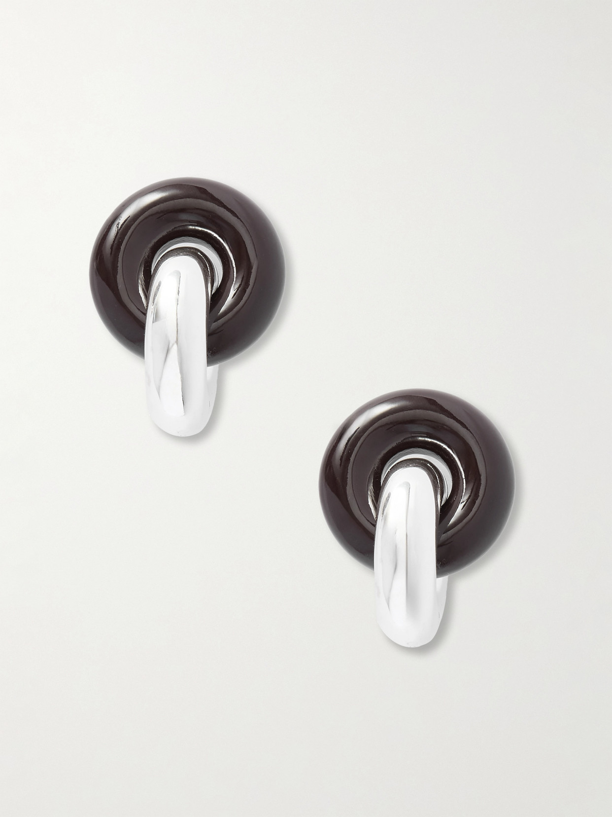 Uncommon Matters Cumulus Silver, Wood And Lacquer Earrings In Black