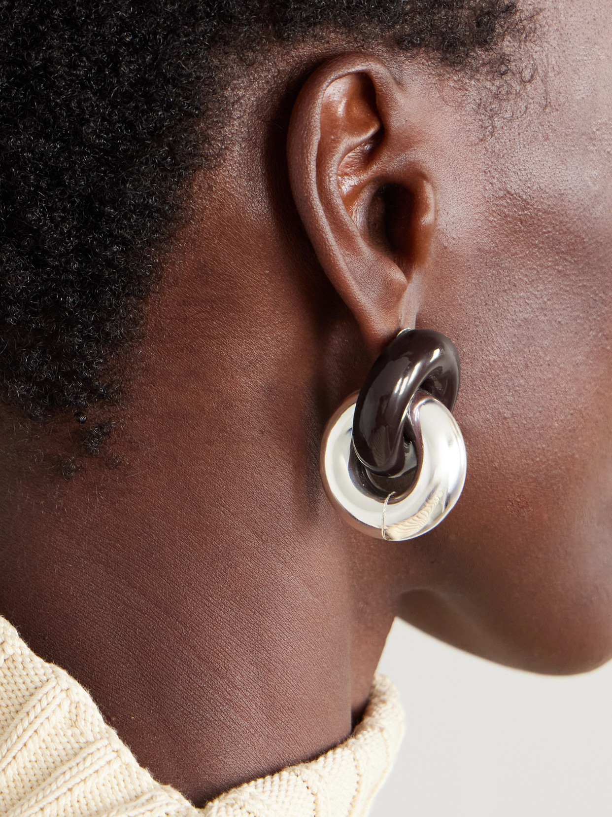 Uncommon Matters Cumulus Silver, Wood And Lacquer Earrings In Black