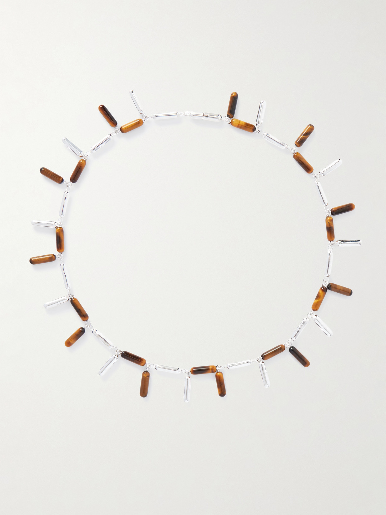 Uncommon Matters Catkin Silver Tiger's Eye Necklace In Metallic