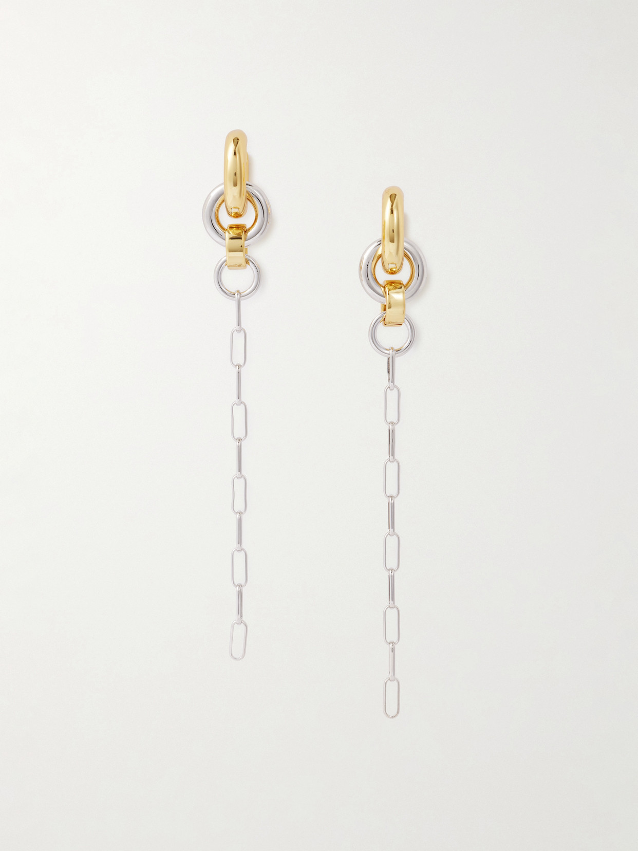 Laura Lombardi Pezza Rhodium- And Gold-plated Hoop Earrings In Metallic
