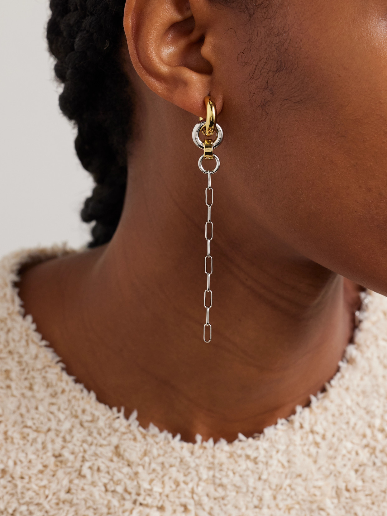 Laura Lombardi Pezza Rhodium- And Gold-plated Hoop Earrings In Metallic