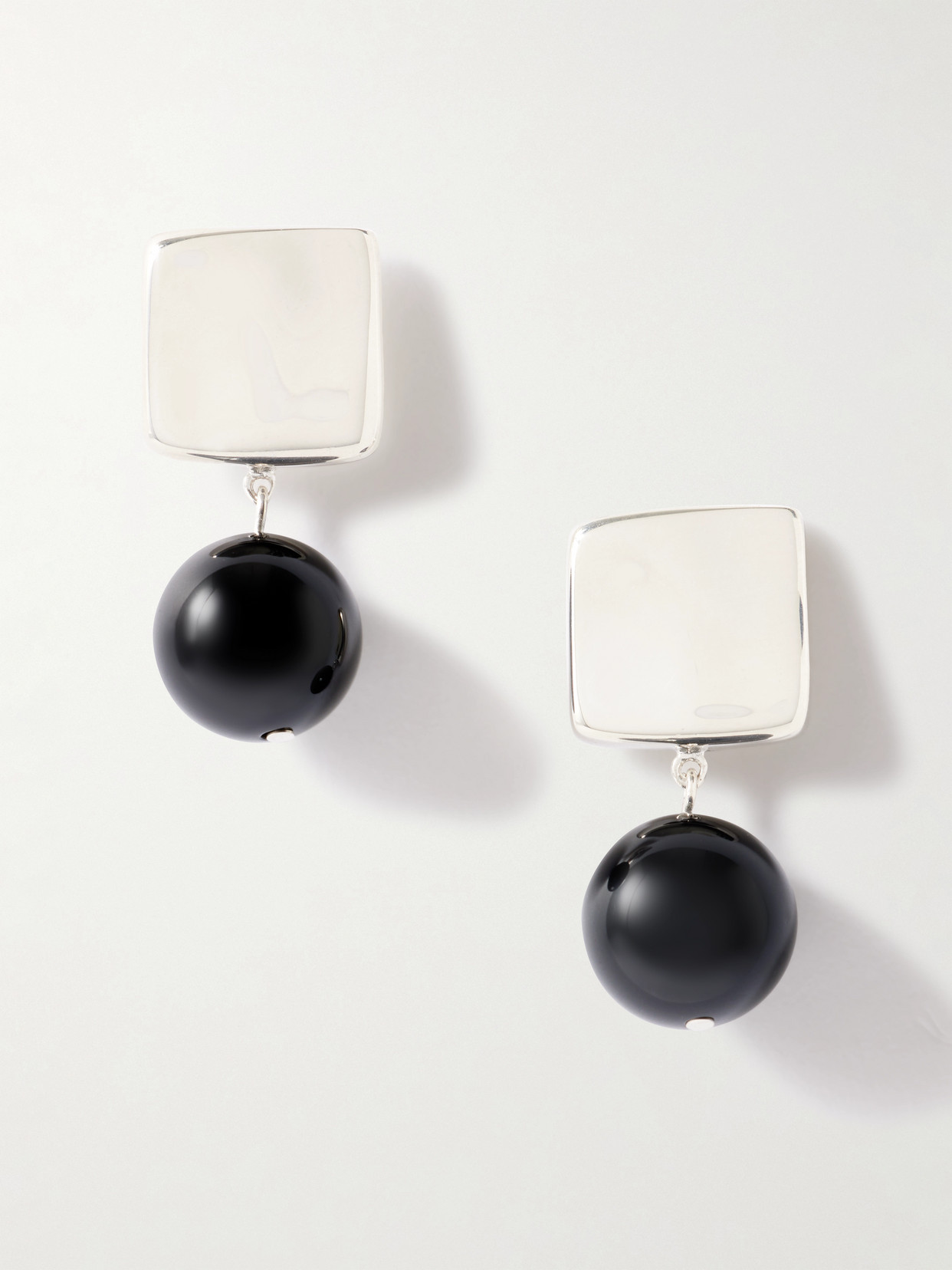 AGMES - Luca Recycled Sterling Silver Onyx Earrings - One size