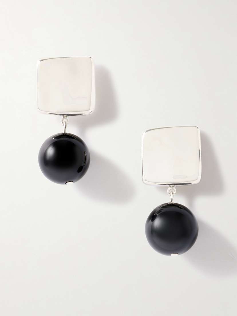 AGMES Luca Recycled Sterling Silver Onyx Earrings