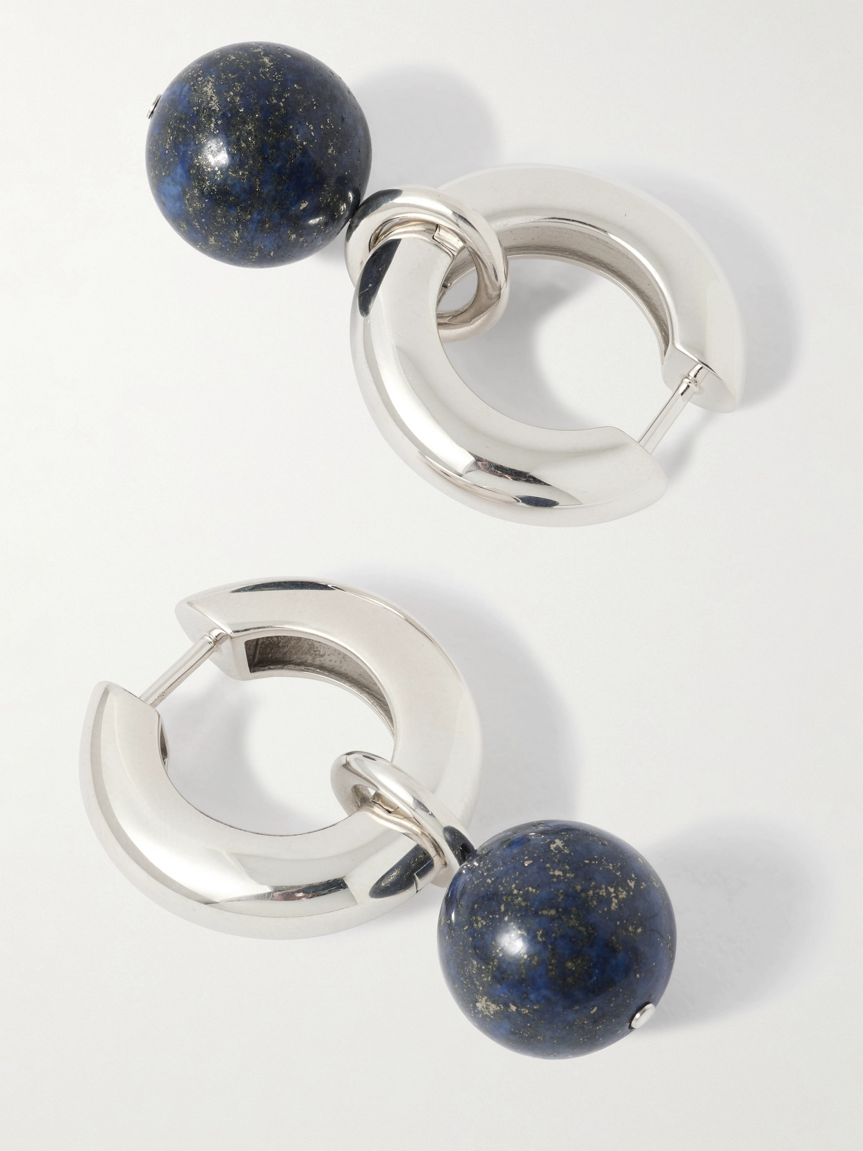 Agmes Sonia Recycled Sterling Silver Lapis Lazuli Hoop Earrings