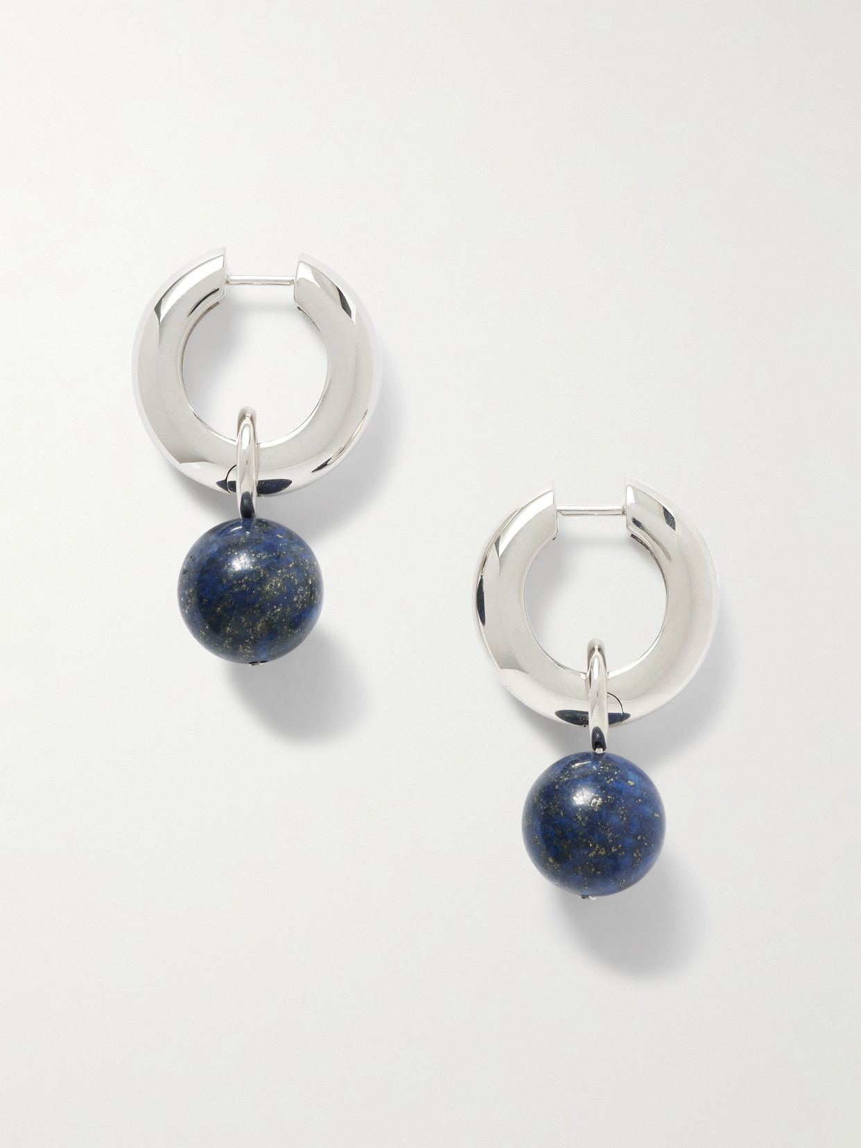 Agmes Sonia Recycled Sterling Silver Lapis Lazuli Hoop Earrings
