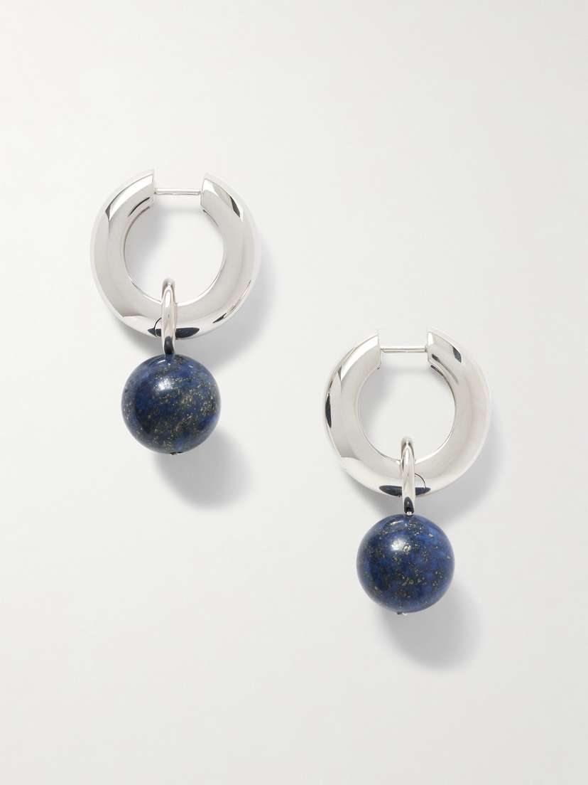 AGMES Sonia Recycled Sterling Silver Lapis Lazuli Hoop Earrings