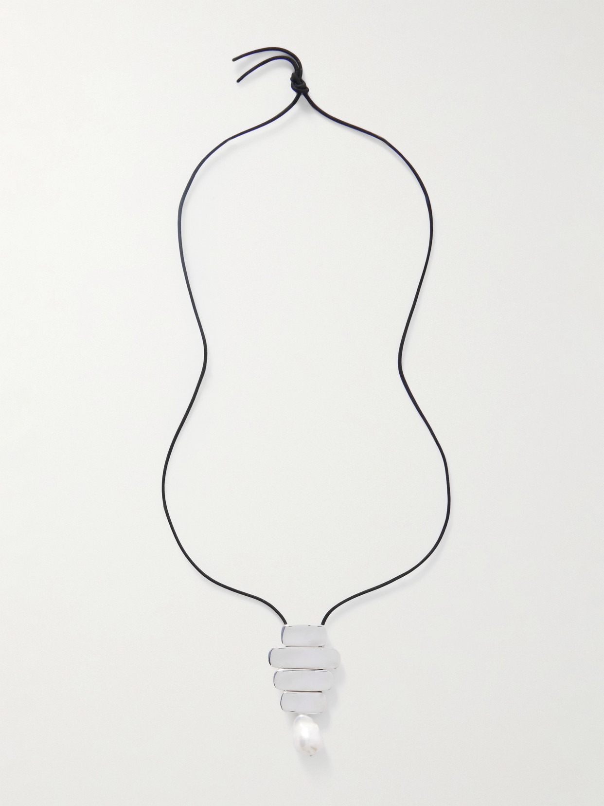 Agmes Baroque Ilona Recycled Sterling Silver, Suede And Pearl Necklace