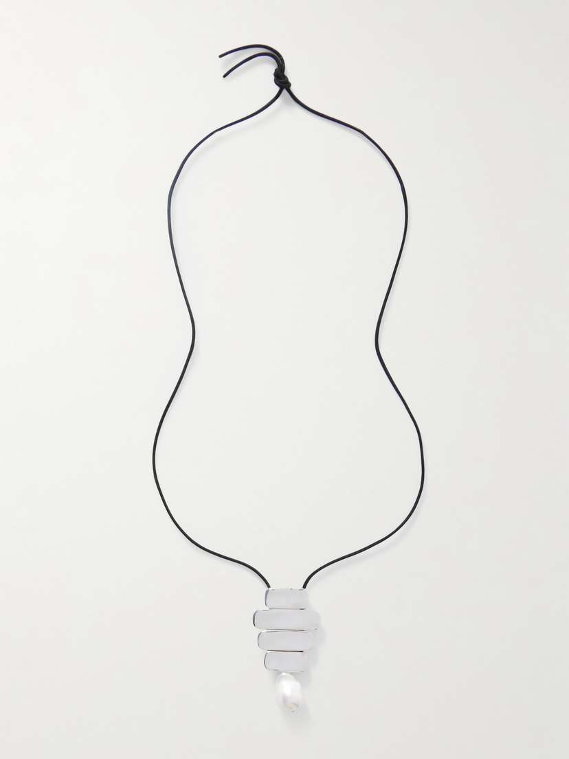 AGMES Baroque Ilona Recycled Sterling Silver, Suede And Pearl Necklace