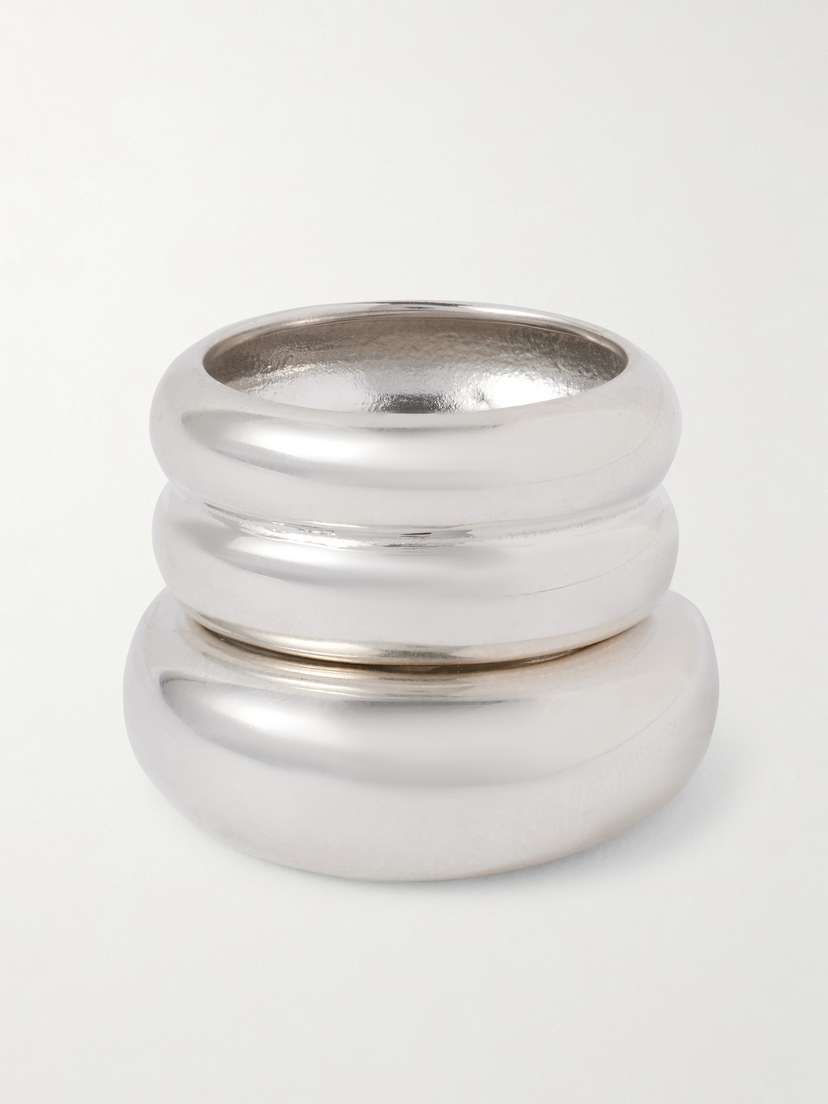 AGMES Set Of Two Recycled Sterling Silver Rings