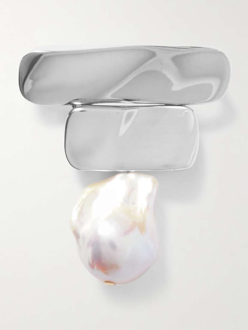 AGMES Ilona Recycled Sterling Silver Pearl Brooch
