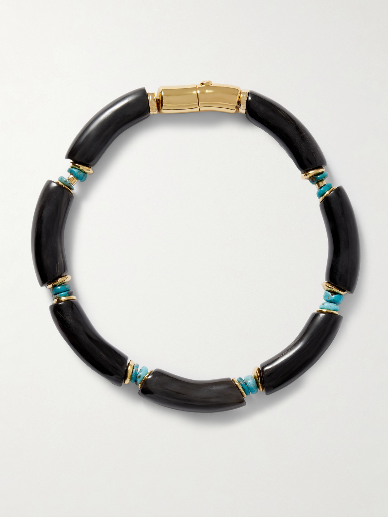 Lizzie Fortunato Cathedral Gold-plated, Horn And Turquoise Choker In Black