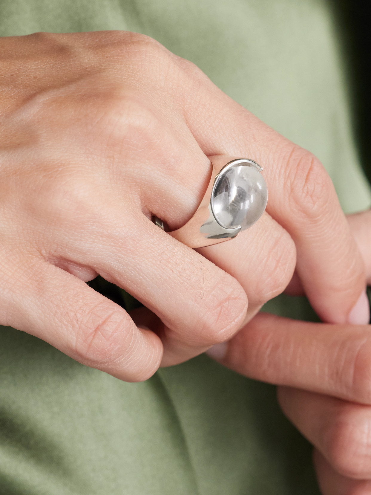 Loren Stewart Orb Sterling Silver Quartz Ring In Silver