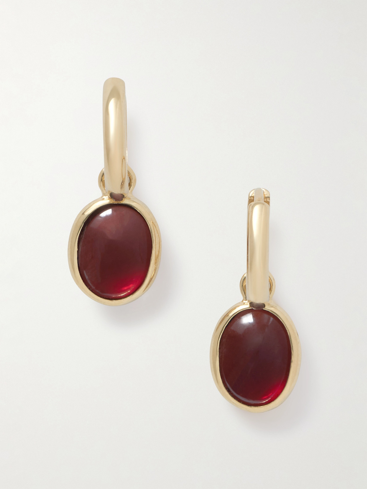 Loren Stewart Scarlet Gold Garnet Hoop Earrings In Red