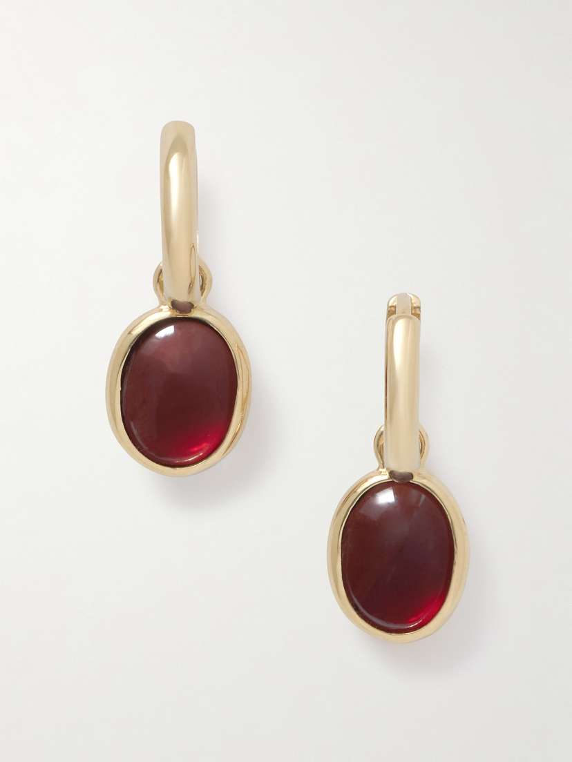 Loren Stewart Scarlet 14-karat Gold Garnet Hoop Earrings