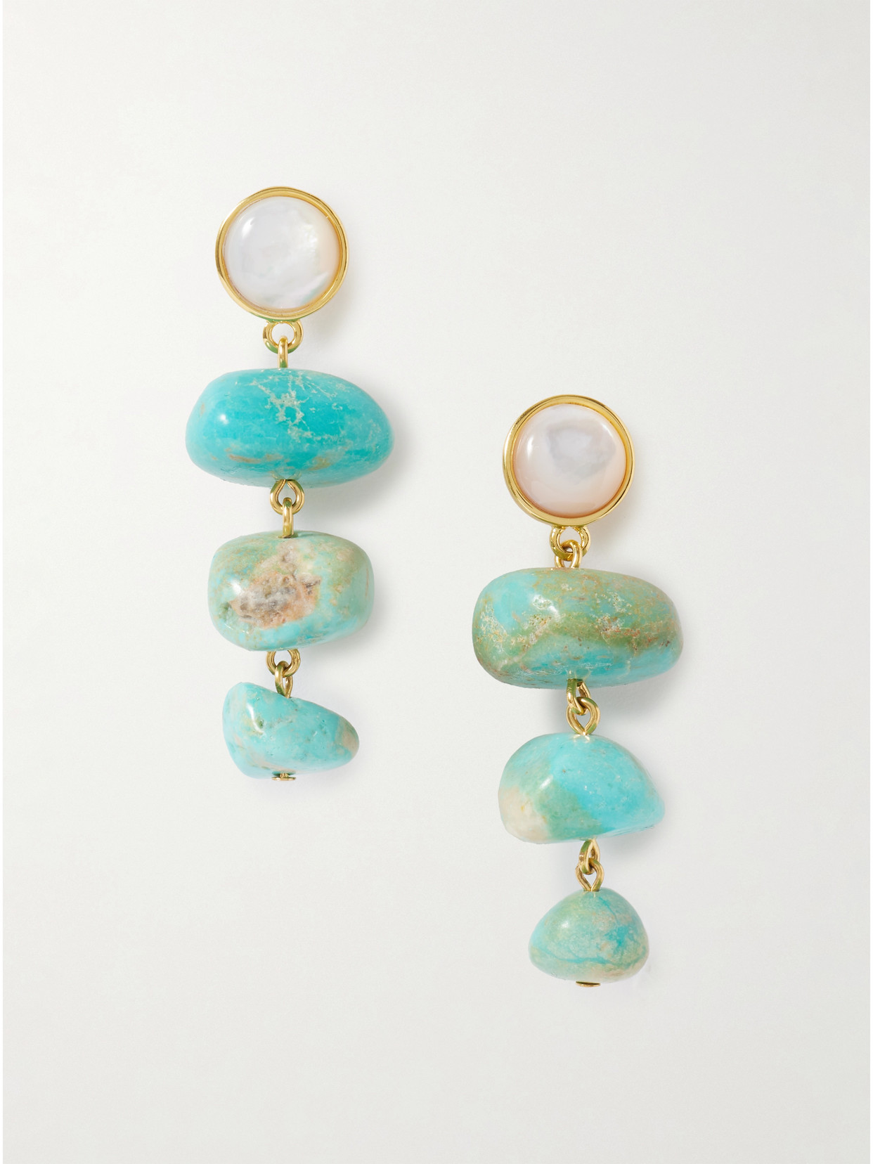 Lizzie Fortunato Old World Gold-plated, Turquoise And Mother-of-pearl Earrings In Green