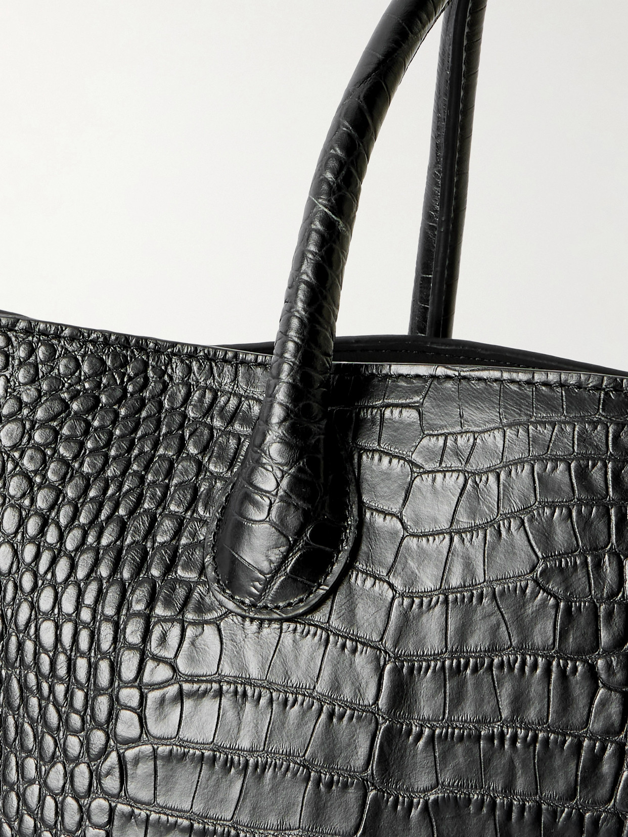 Lie Studio The Eva Weekend Croc-effect Leather Tote In Black