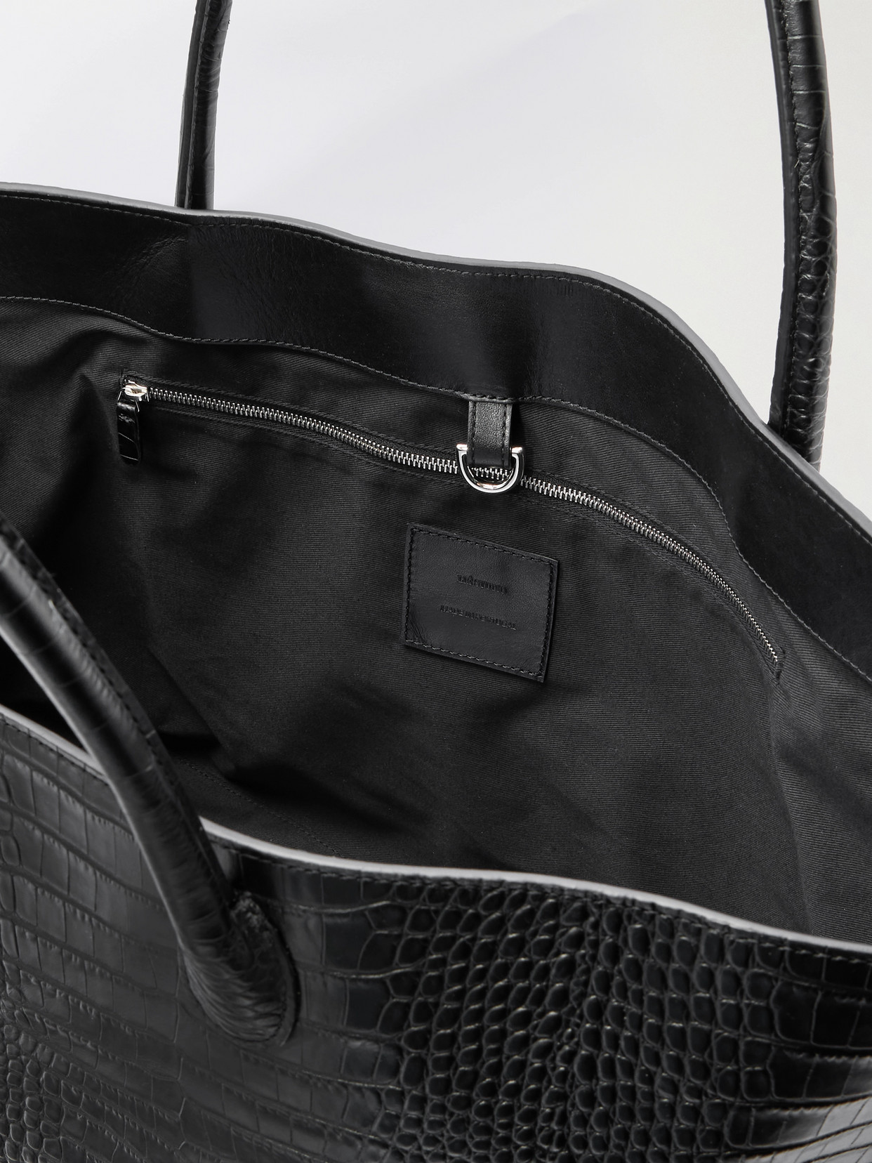 Lie Studio The Eva Weekend Croc-effect Leather Tote In Black