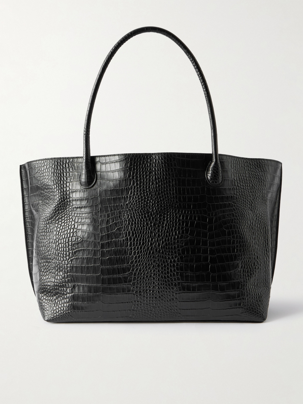 Lie Studio The Eva Weekend Croc-effect Leather Tote In Black