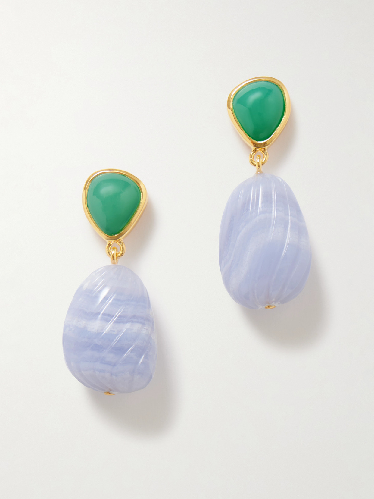 Lizzie Fortunato Andalusia Gold-plated, Chrysoprase And Chalcedony Earrings In Blue