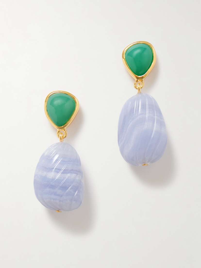 Lizzie Fortunato Andalusia Gold-plated, Chrysoprase And Chalcedony Earrings