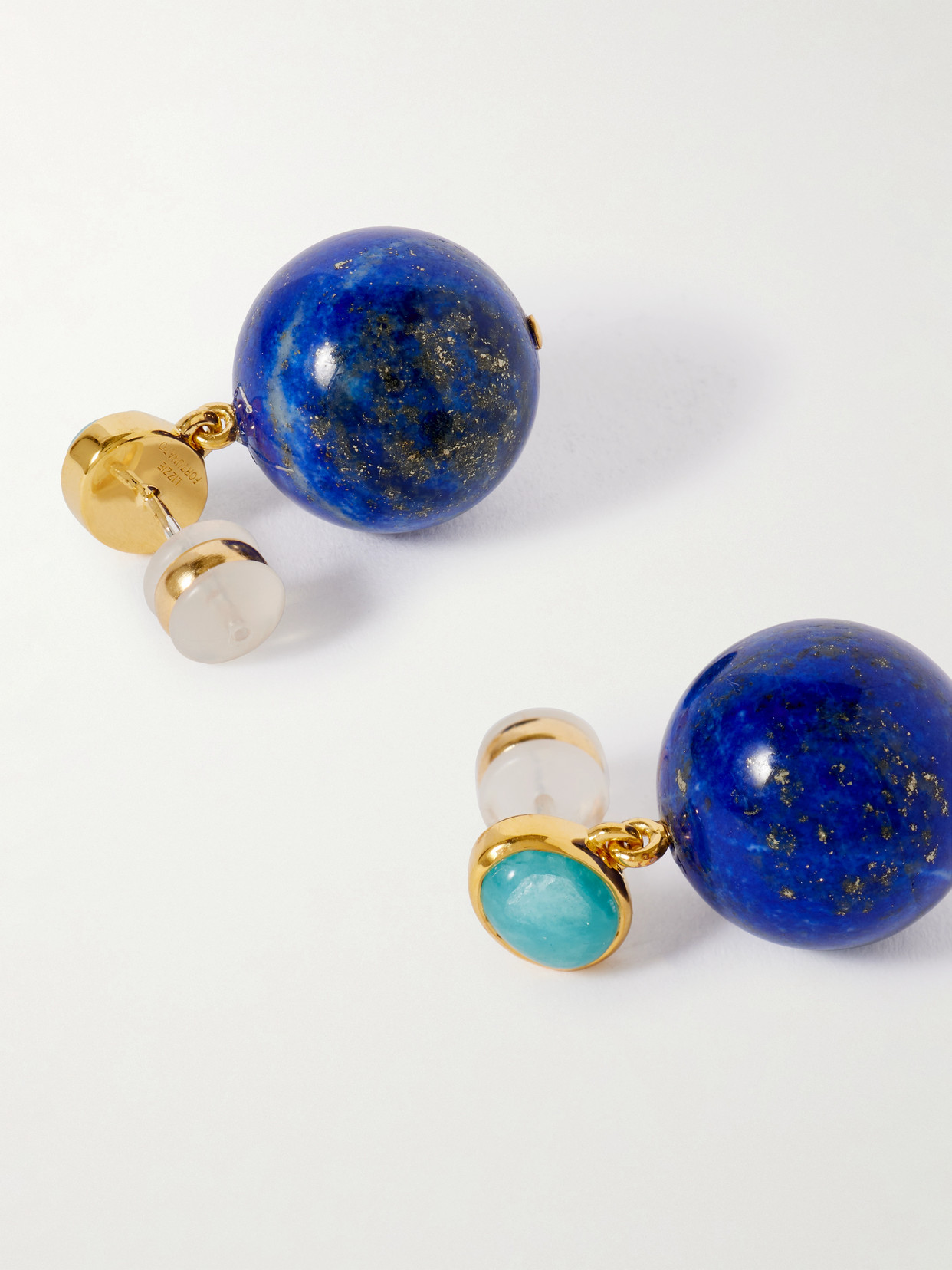 Lizzie Fortunato Umbria Gold-plated Lapis Lazuli And Amazonite Earrings In Blue