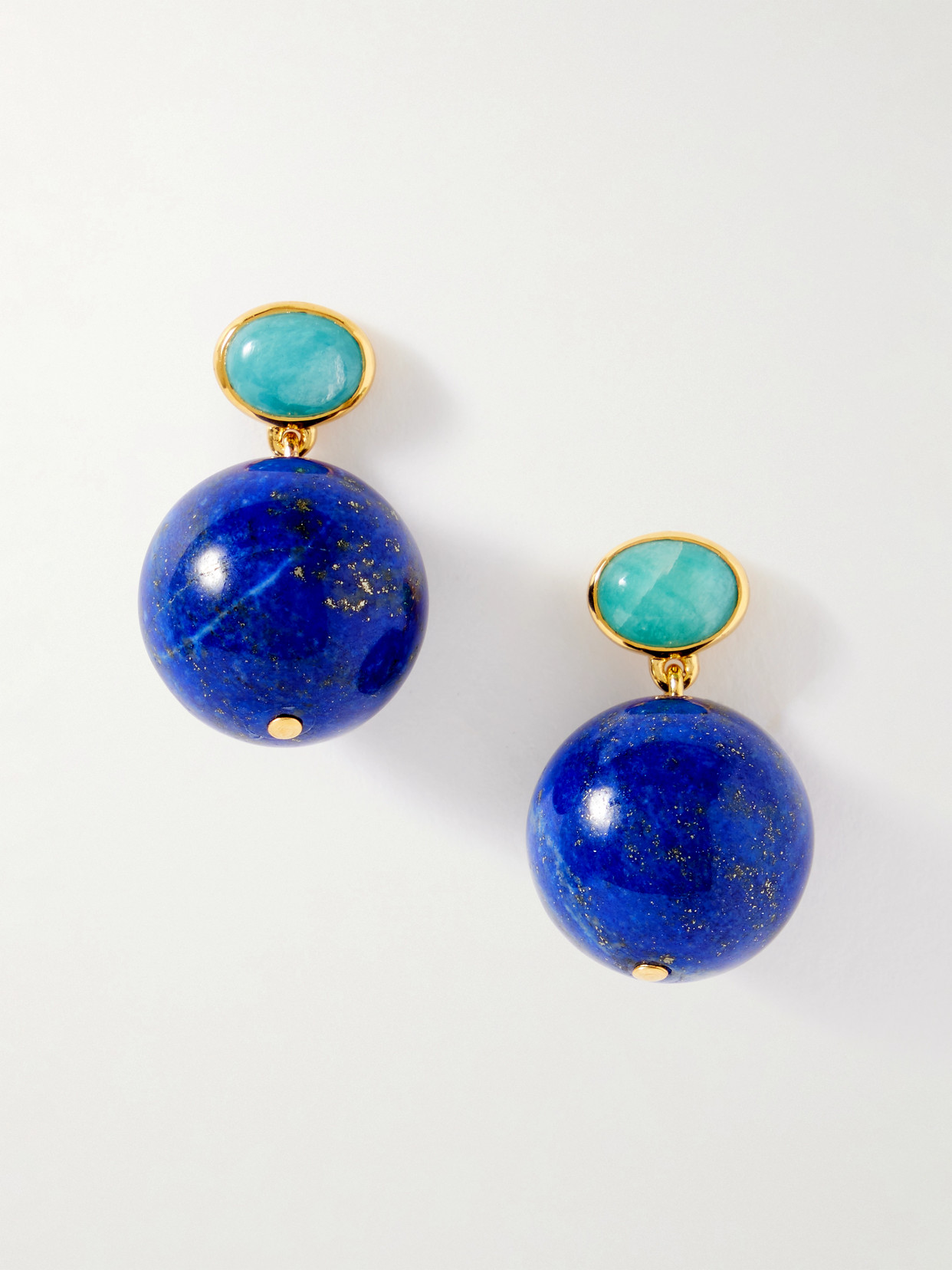 Lizzie Fortunato Umbria Gold-plated Lapis Lazuli And Amazonite Earrings In Blue