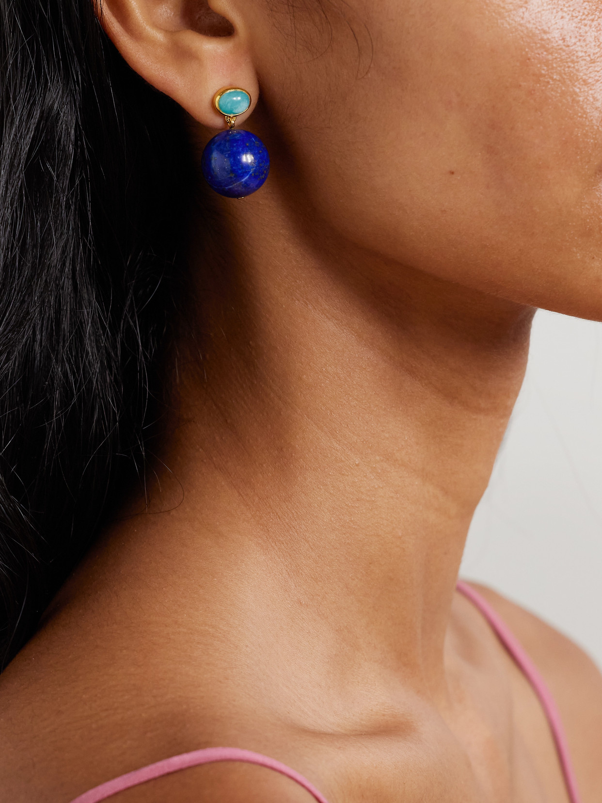 Lizzie Fortunato Umbria Gold-plated Lapis Lazuli And Amazonite Earrings In Blue