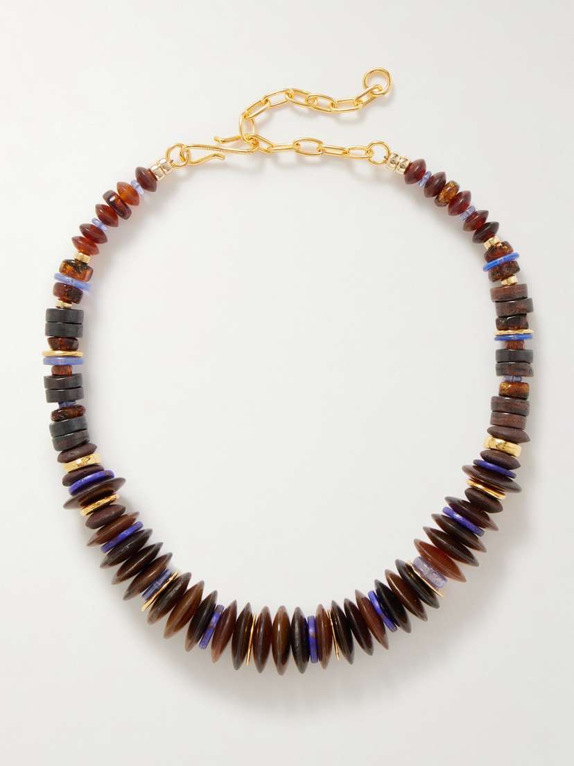 Lizzie Fortunato Amaranth Gold-plated, Multi-stone And Horn Necklace