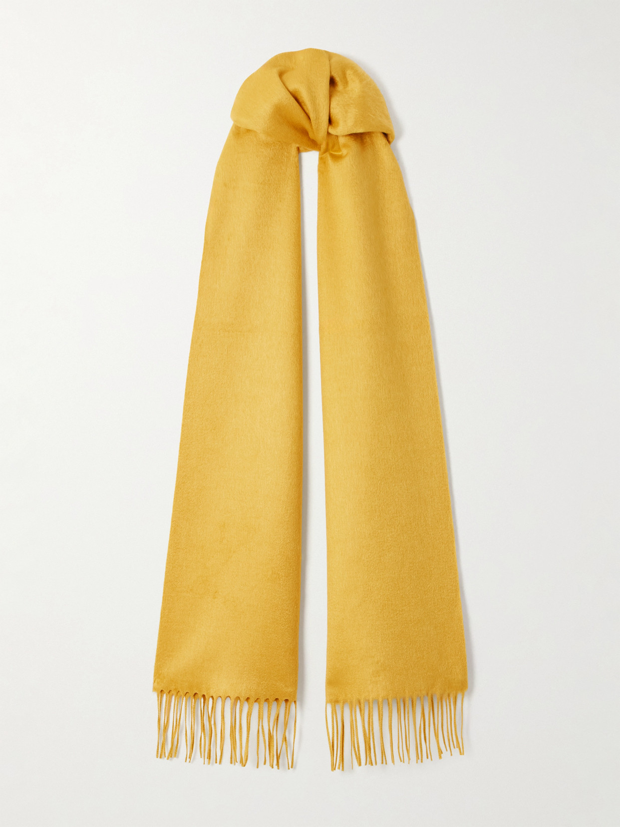 Gabriela Hearst Blaine Fringed Silk And Cashmere-blend Scarf In Yellow