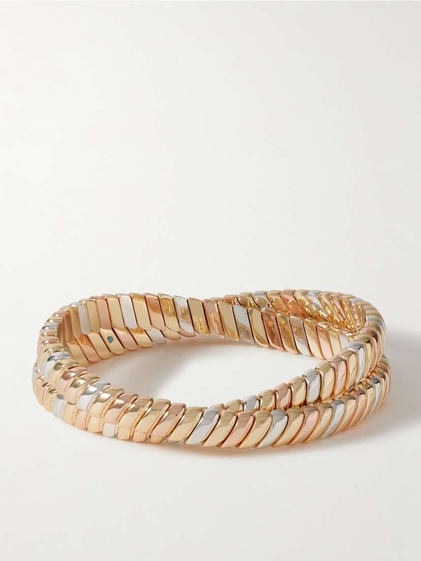 Roxanne Assoulin The Double Cobra Silver-, Gold- And Rose Gold-tone Bracelet