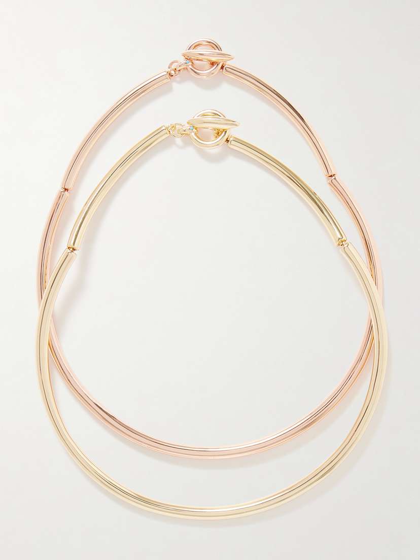 Roxanne Assoulin The Tubular Set Of Two Yellow And Rose Gold-tone Necklaces