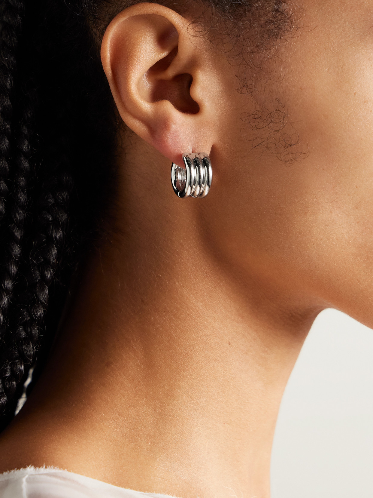 Roxanne Assoulin The Triple Tube Silver-tone Hoop Earrings In Brown