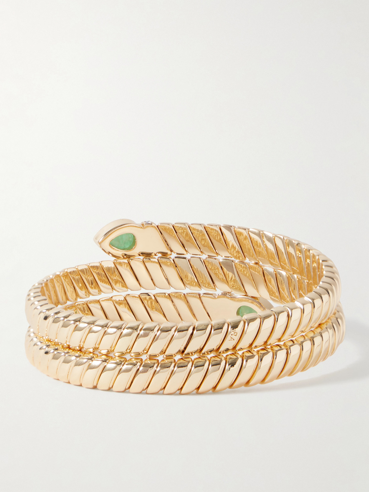 Roxanne Assoulin Cobra Gold-tone, Emerald And Crystal Bracelet In Gold