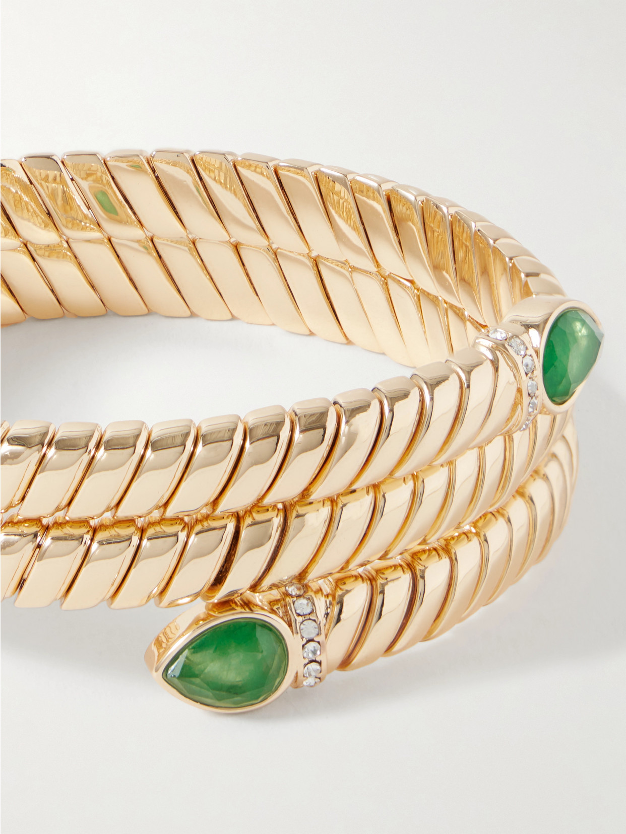 Roxanne Assoulin Cobra Gold-tone, Emerald And Crystal Bracelet In Gold